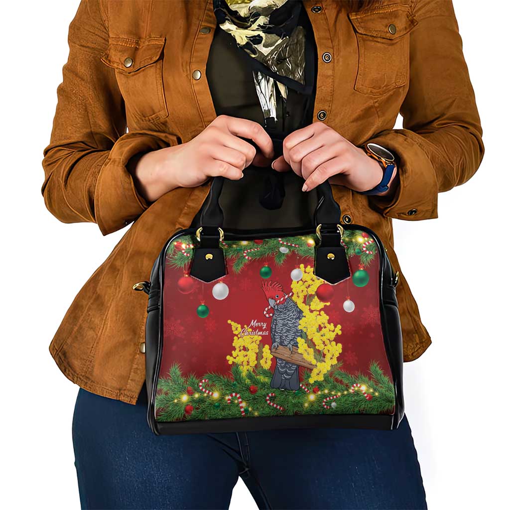 Australia Gang-gang Cockatoo Christmas Shoulder Handbag Callocephalon Fimbriatum Golden Wattle Red - Aussie Hoodie