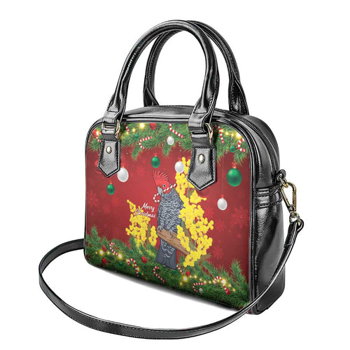 Australia Gang-gang Cockatoo Christmas Shoulder Handbag Callocephalon Fimbriatum Golden Wattle Red - Aussie Hoodie