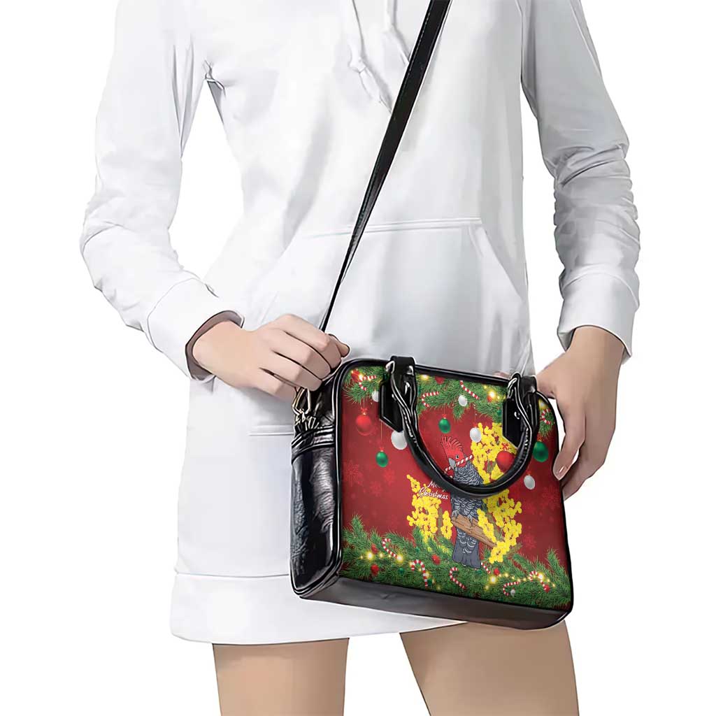 Australia Gang-gang Cockatoo Christmas Shoulder Handbag Callocephalon Fimbriatum Golden Wattle Red - Aussie Hoodie