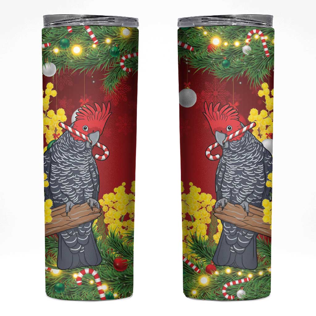 Australia Gang-gang Cockatoo Christmas Skinny Tumbler Callocephalon Fimbriatum Golden Wattle Red - Aussie Hoodie