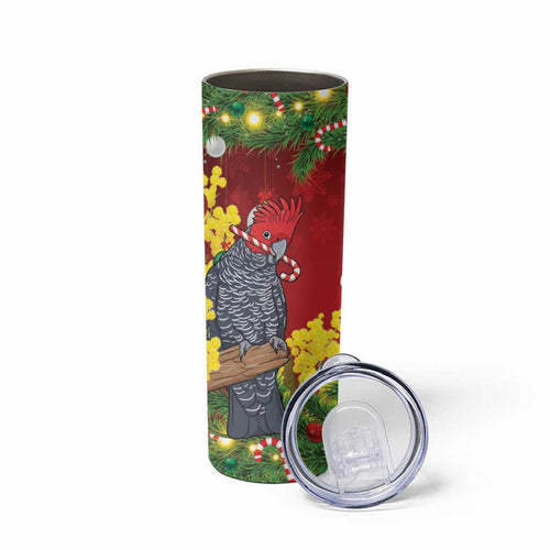 Australia Gang-gang Cockatoo Christmas Skinny Tumbler Callocephalon Fimbriatum Golden Wattle Red - Aussie Hoodie