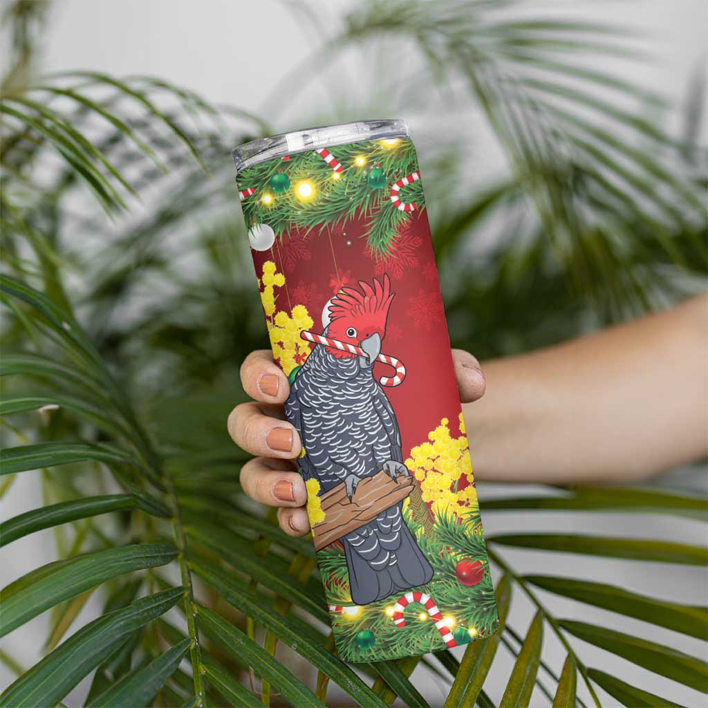 Australia Gang-gang Cockatoo Christmas Skinny Tumbler Callocephalon Fimbriatum Golden Wattle Red - Aussie Hoodie