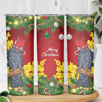 Australia Gang-gang Cockatoo Christmas Skinny Tumbler Callocephalon Fimbriatum Golden Wattle Red - Aussie Hoodie