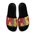 Australia Gang-gang Cockatoo Christmas Slide Sandals Callocephalon Fimbriatum Golden Wattle Red - Aussie Hoodie