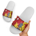 Australia Gang-gang Cockatoo Christmas Slide Sandals Callocephalon Fimbriatum Golden Wattle Red - Aussie Hoodie