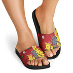 Australia Gang-gang Cockatoo Christmas Slide Sandals Callocephalon Fimbriatum Golden Wattle Red - Aussie Hoodie