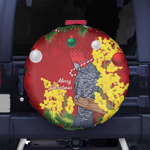Australia Gang-gang Cockatoo Christmas Spare Tire Cover Callocephalon Fimbriatum Golden Wattle Red - Aussie Hoodie