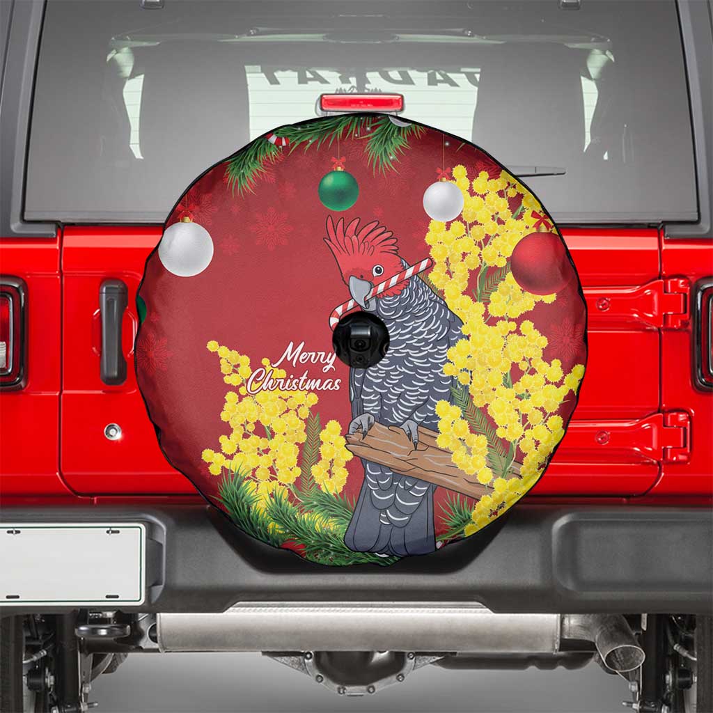 Australia Gang-gang Cockatoo Christmas Spare Tire Cover Callocephalon Fimbriatum Golden Wattle Red - Aussie Hoodie