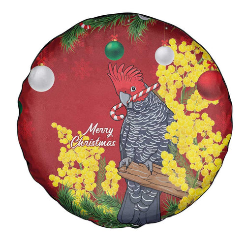 Australia Gang-gang Cockatoo Christmas Spare Tire Cover Callocephalon Fimbriatum Golden Wattle Red - Aussie Hoodie