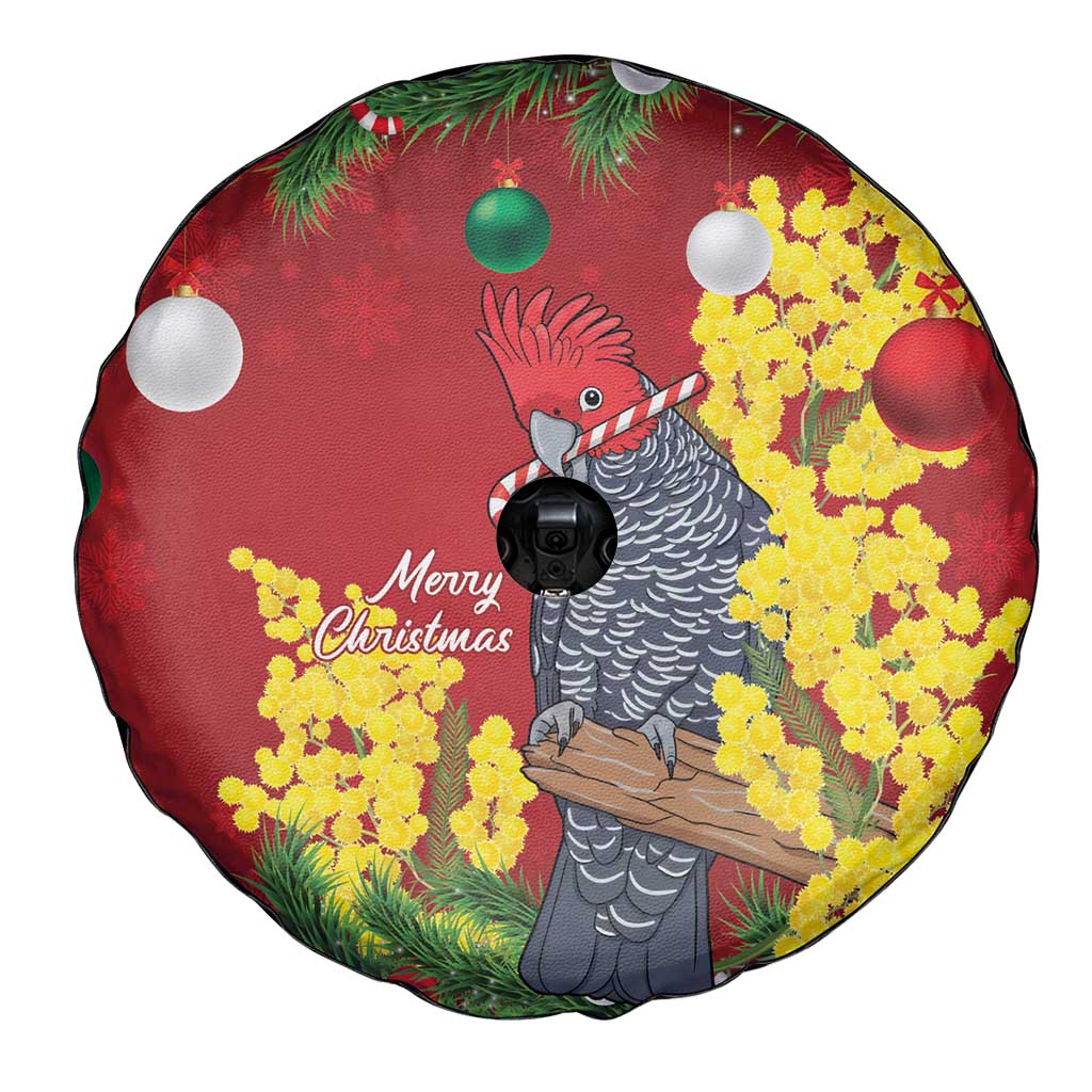Australia Gang-gang Cockatoo Christmas Spare Tire Cover Callocephalon Fimbriatum Golden Wattle Red - Aussie Hoodie