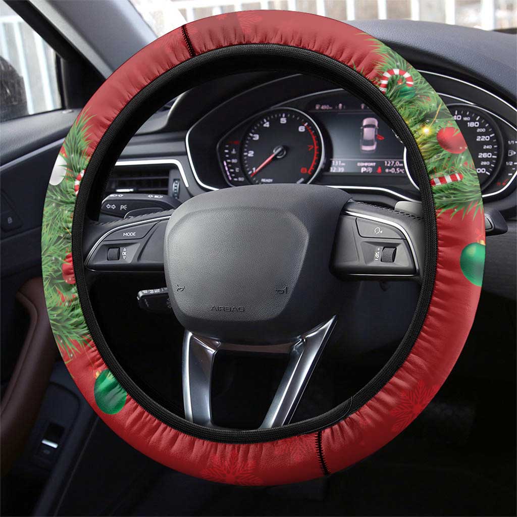 Australia Gang-gang Cockatoo Christmas Steering Wheel Cover Callocephalon Fimbriatum Golden Wattle Red - Aussie Hoodie