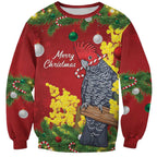Australia Gang-gang Cockatoo Christmas Sweatshirt Callocephalon Fimbriatum Golden Wattle Red - Aussie Hoodie