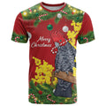 Australia Gang-gang Cockatoo Christmas T Shirt Callocephalon Fimbriatum Golden Wattle Red - Aussie Hoodie