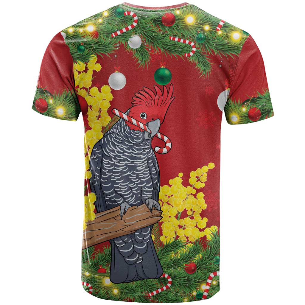 Australia Gang-gang Cockatoo Christmas T Shirt Callocephalon Fimbriatum Golden Wattle Red - Aussie Hoodie