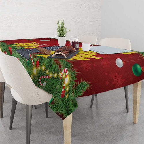Australia Gang-gang Cockatoo Christmas Tablecloth Callocephalon Fimbriatum Golden Wattle Red - Aussie Hoodie