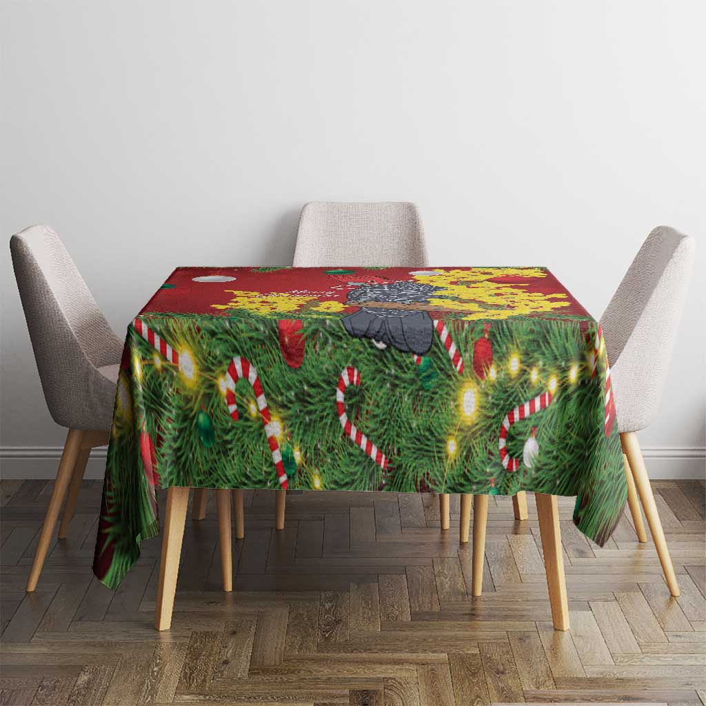 Australia Gang-gang Cockatoo Christmas Tablecloth Callocephalon Fimbriatum Golden Wattle Red - Aussie Hoodie