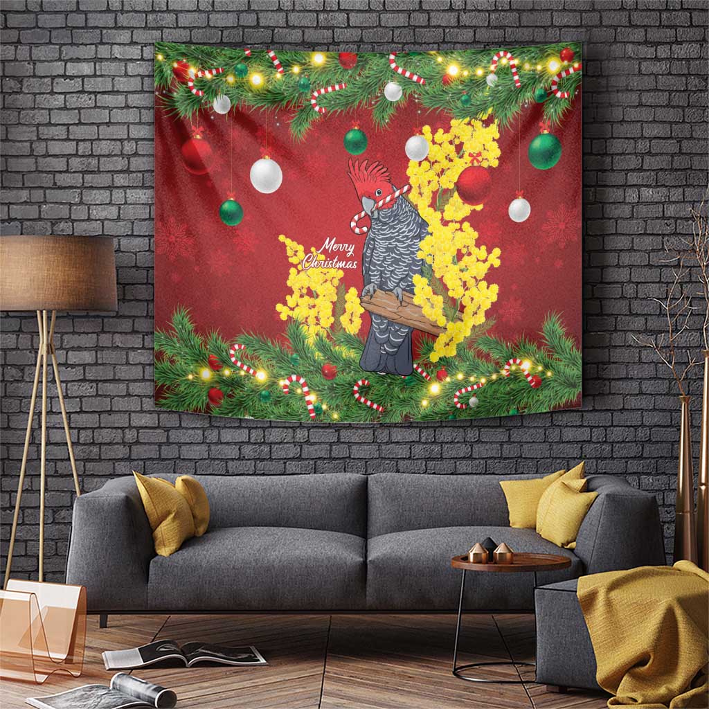Australia Gang-gang Cockatoo Christmas Tapestry Callocephalon Fimbriatum Golden Wattle Red - Aussie Hoodie