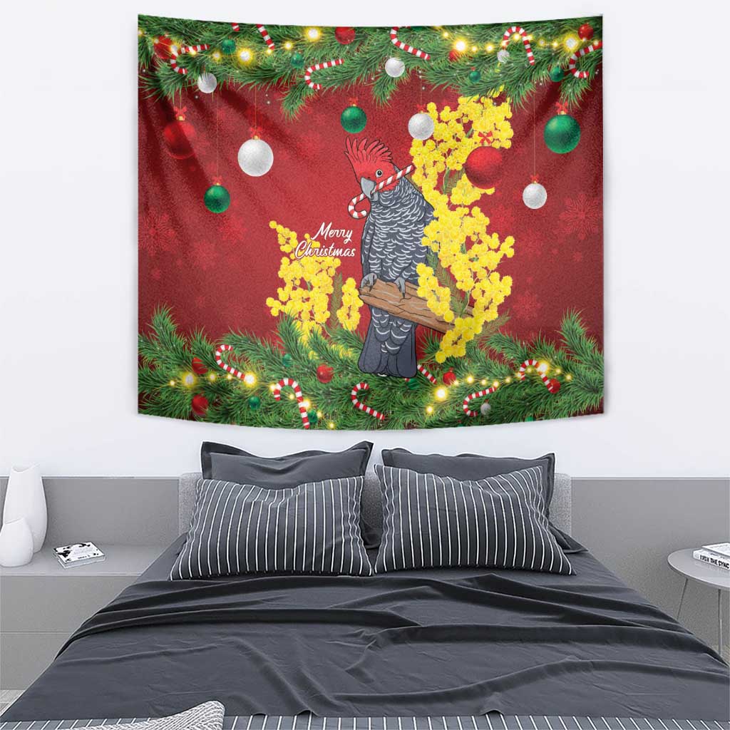 Australia Gang-gang Cockatoo Christmas Tapestry Callocephalon Fimbriatum Golden Wattle Red - Aussie Hoodie