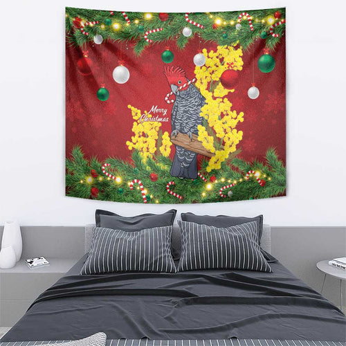 Australia Gang-gang Cockatoo Christmas Tapestry Callocephalon Fimbriatum Golden Wattle Red - Aussie Hoodie