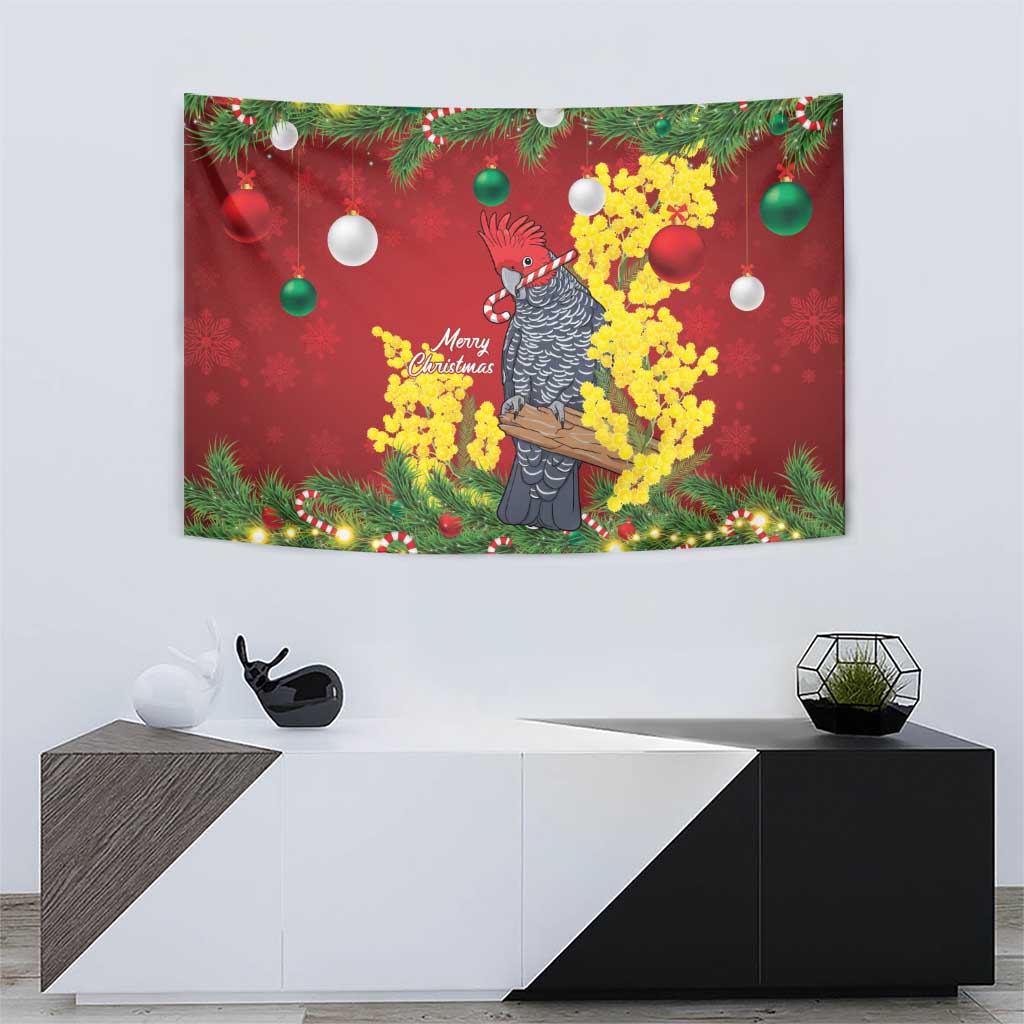Australia Gang-gang Cockatoo Christmas Tapestry Callocephalon Fimbriatum Golden Wattle Red - Aussie Hoodie