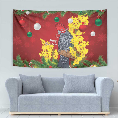 Australia Gang-gang Cockatoo Christmas Tapestry Callocephalon Fimbriatum Golden Wattle Red - Aussie Hoodie