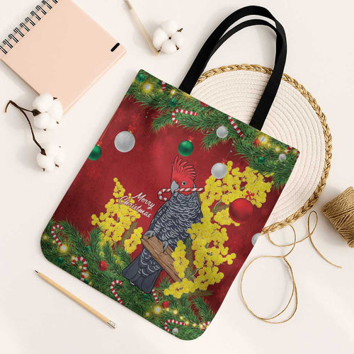 Australia Gang-gang Cockatoo Christmas Tote Bag Callocephalon Fimbriatum Golden Wattle Red - Aussie Hoodie