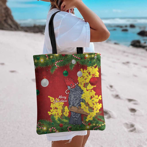 Australia Gang-gang Cockatoo Christmas Tote Bag Callocephalon Fimbriatum Golden Wattle Red - Aussie Hoodie