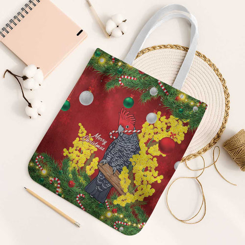 Australia Gang-gang Cockatoo Christmas Tote Bag Callocephalon Fimbriatum Golden Wattle Red - Aussie Hoodie