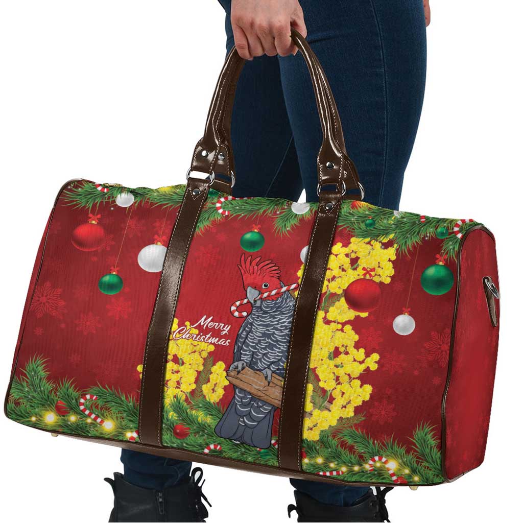 Australia Gang-gang Cockatoo Christmas Travel Bag Callocephalon Fimbriatum Golden Wattle Red - Aussie Hoodie