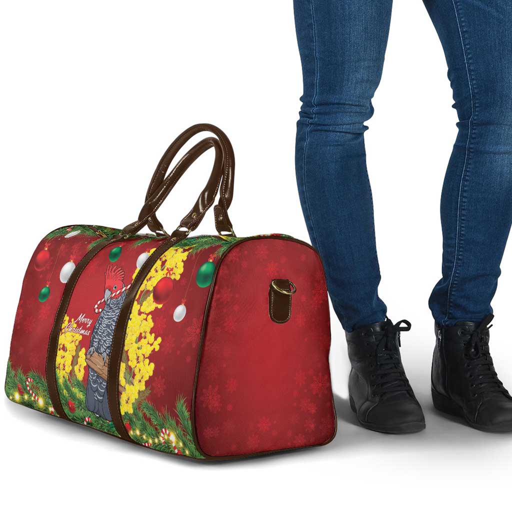 Australia Gang-gang Cockatoo Christmas Travel Bag Callocephalon Fimbriatum Golden Wattle Red - Aussie Hoodie