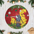Australia Gang-gang Cockatoo Christmas Tree Skirt Callocephalon Fimbriatum Golden Wattle Red - Aussie Hoodie