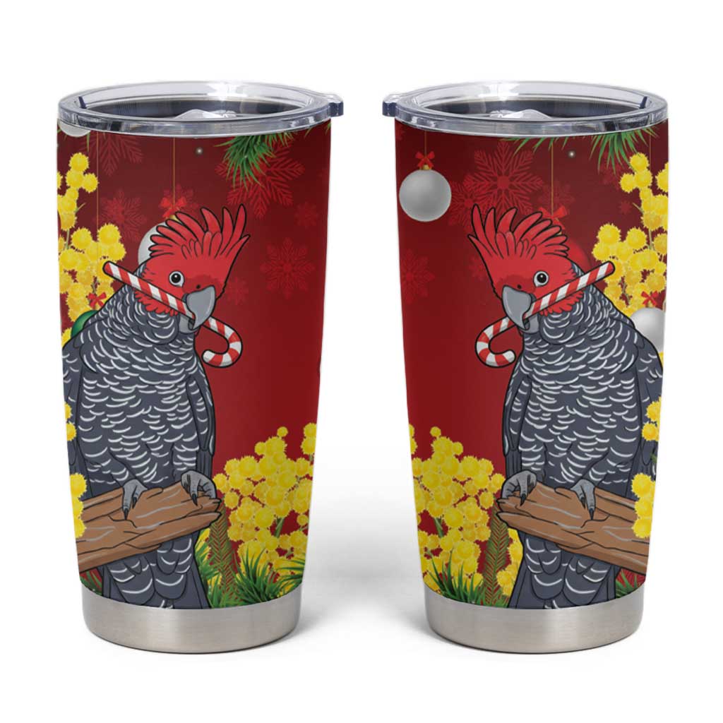Australia Gang-gang Cockatoo Christmas Tumbler Cup Callocephalon Fimbriatum Golden Wattle Red - Aussie Hoodie