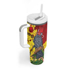 Australia Gang-gang Cockatoo Christmas Tumbler With Handle Callocephalon Fimbriatum Golden Wattle Red - Aussie Hoodie