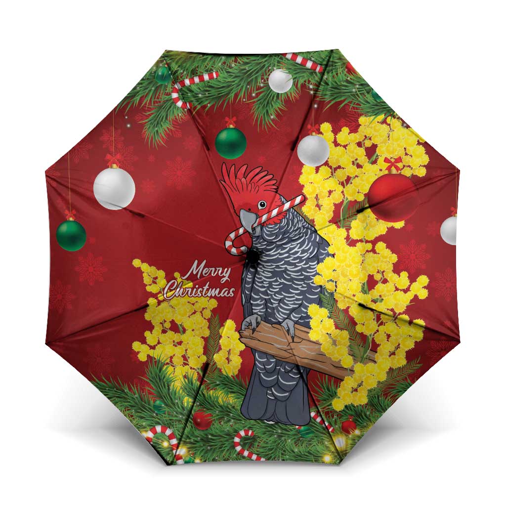 Australia Gang-gang Cockatoo Christmas Umbrella Callocephalon Fimbriatum Golden Wattle Red - Aussie Hoodie