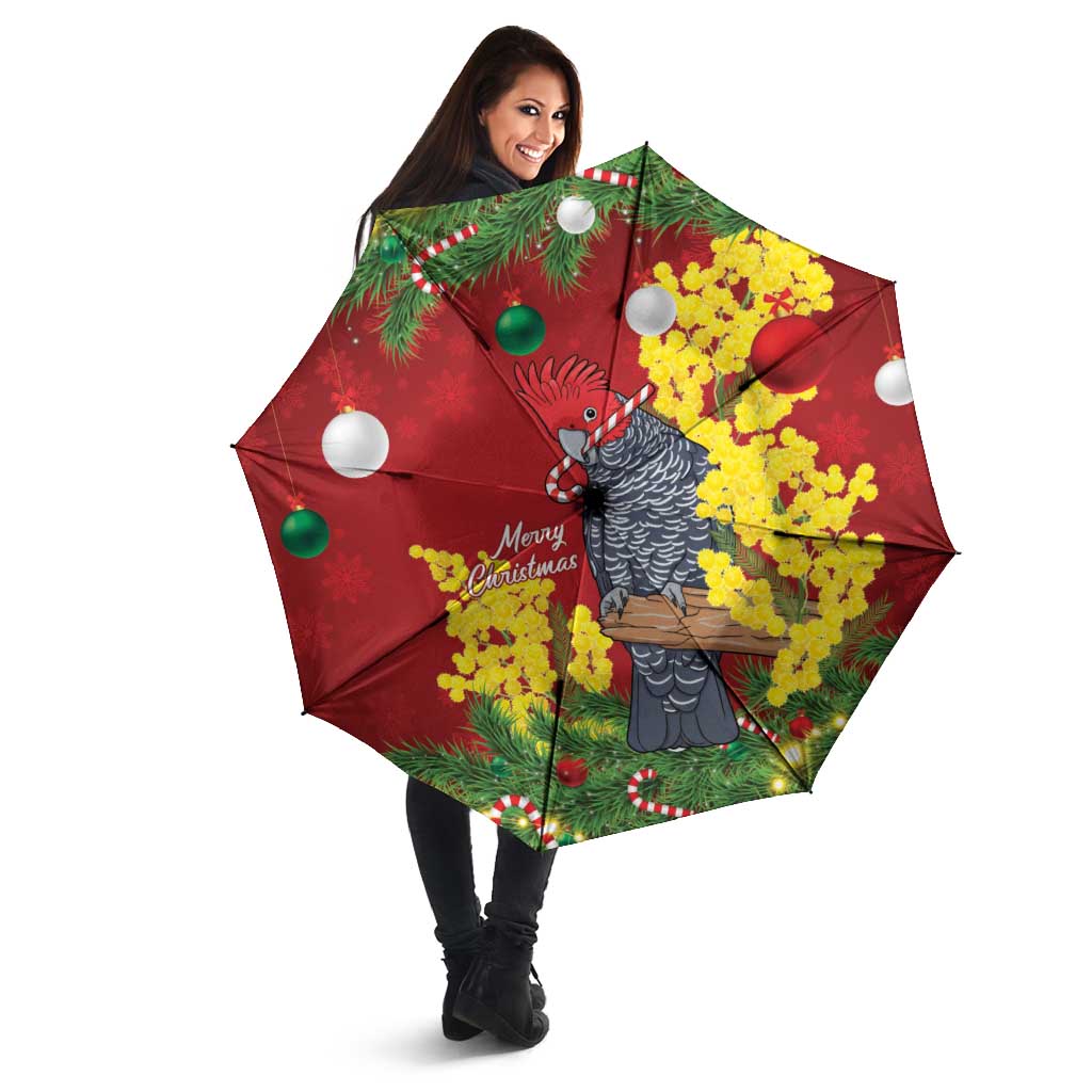 Australia Gang-gang Cockatoo Christmas Umbrella Callocephalon Fimbriatum Golden Wattle Red - Aussie Hoodie