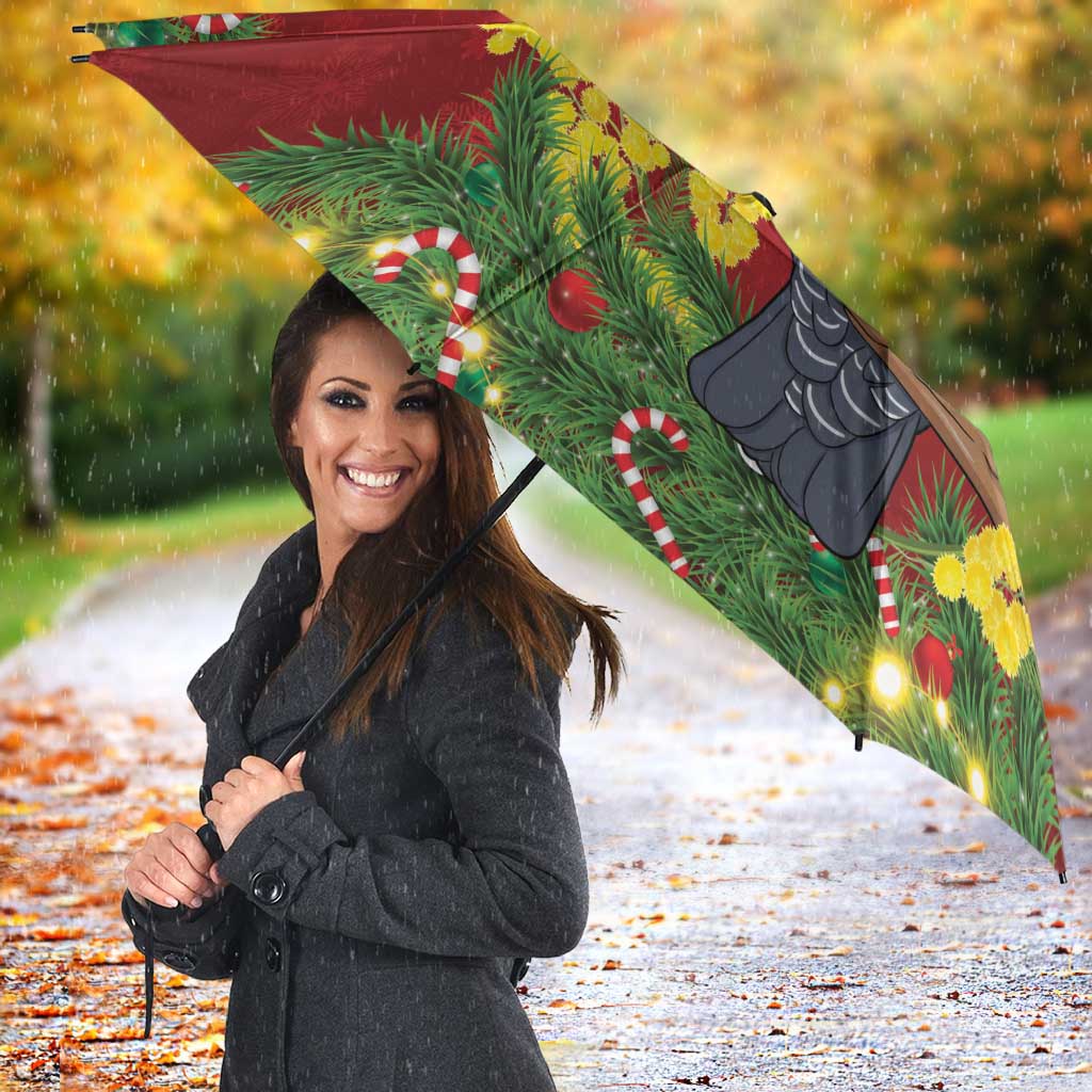 Australia Gang-gang Cockatoo Christmas Umbrella Callocephalon Fimbriatum Golden Wattle Red - Aussie Hoodie