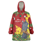 Australia Gang-gang Cockatoo Christmas Wearable Blanket Hoodie Callocephalon Fimbriatum Golden Wattle Red - Aussie Hoodie