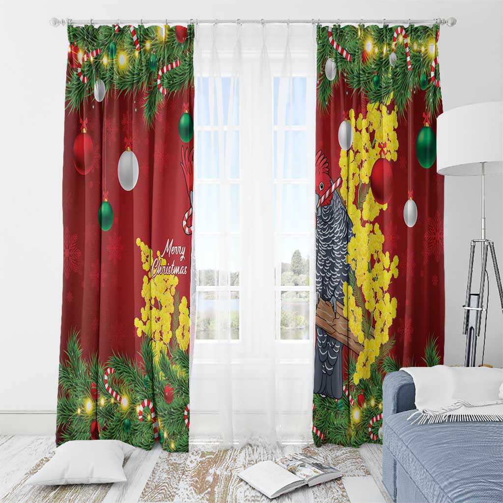 Australia Gang-gang Cockatoo Christmas Window Curtain Callocephalon Fimbriatum Golden Wattle Red - Aussie Hoodie
