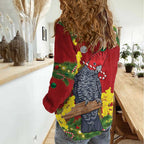 Australia Gang-gang Cockatoo Christmas Women Casual Shirt Callocephalon Fimbriatum Golden Wattle Red - Aussie Hoodie