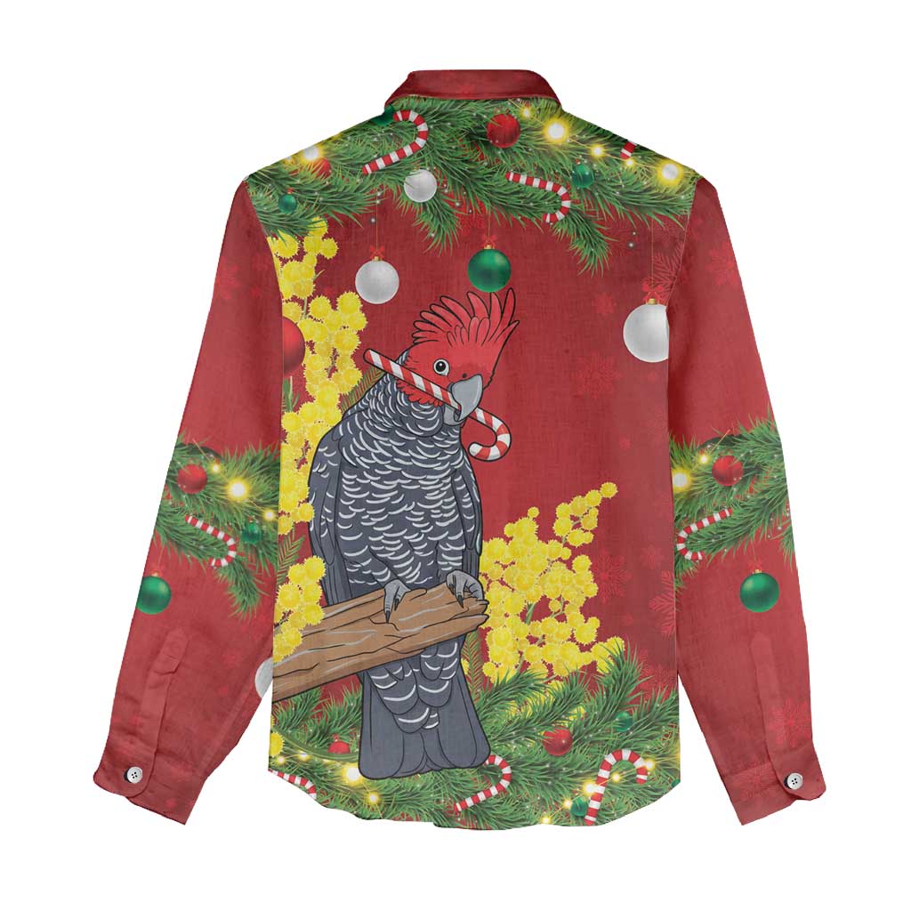 Australia Gang-gang Cockatoo Christmas Women Casual Shirt Callocephalon Fimbriatum Golden Wattle Red - Aussie Hoodie
