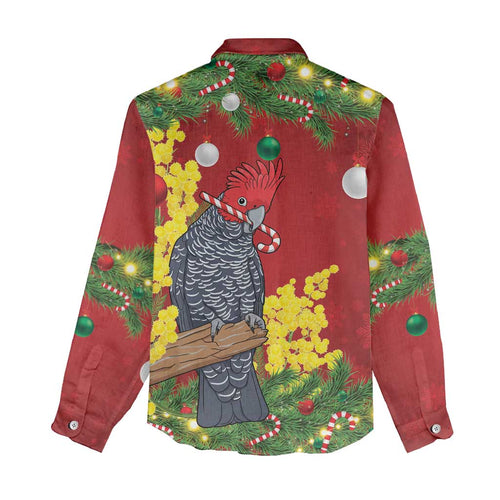 Australia Gang-gang Cockatoo Christmas Women Casual Shirt Callocephalon Fimbriatum Golden Wattle Red - Aussie Hoodie