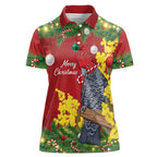 Australia Gang-gang Cockatoo Christmas Women Polo Shirt Callocephalon Fimbriatum Golden Wattle Red - Aussie Hoodie
