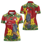 Australia Gang-gang Cockatoo Christmas Women Polo Shirt Callocephalon Fimbriatum Golden Wattle Red - Aussie Hoodie
