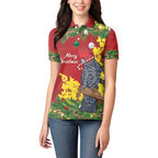 Australia Gang-gang Cockatoo Christmas Women Polo Shirt Callocephalon Fimbriatum Golden Wattle Red - Aussie Hoodie