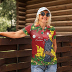 Australia Gang-gang Cockatoo Christmas Women Polo Shirt Callocephalon Fimbriatum Golden Wattle Red - Aussie Hoodie