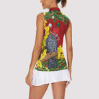 Australia Gang-gang Cockatoo Christmas Women Sleeveless Polo Shirt Callocephalon Fimbriatum Golden Wattle Red - Aussie Hoodie