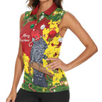 Australia Gang-gang Cockatoo Christmas Women Sleeveless Polo Shirt Callocephalon Fimbriatum Golden Wattle Red - Aussie Hoodie