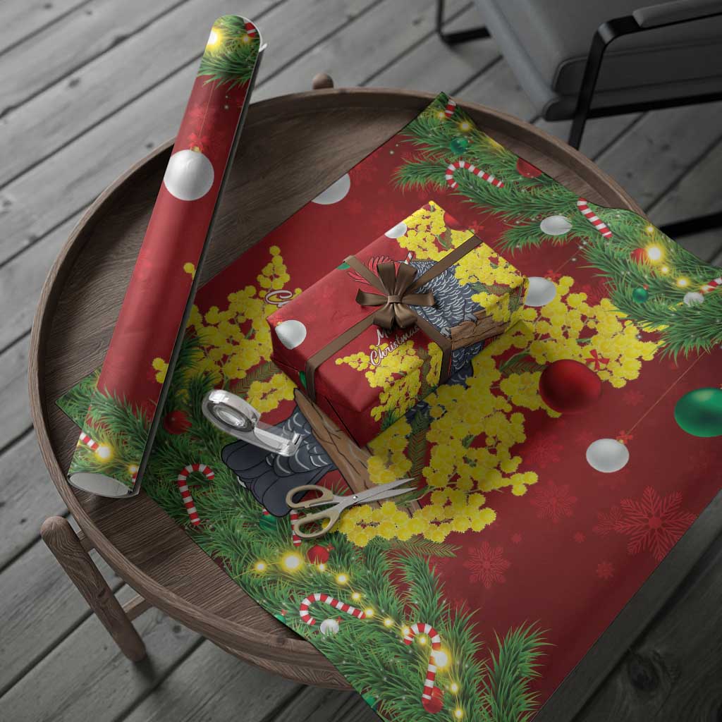 Australia Gang-gang Cockatoo Christmas Wrapping Paper Callocephalon Fimbriatum Golden Wattle Red - Aussie Hoodie