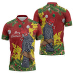 Australia Gang-gang Cockatoo Christmas Zipper Polo Shirt Callocephalon Fimbriatum Golden Wattle Red - Aussie Hoodie