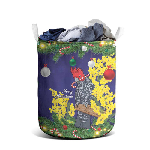 Australia Gang-gang Cockatoo Christmas Laundry Basket Callocephalon Fimbriatum Golden Wattle Blue - Aussie Hoodie